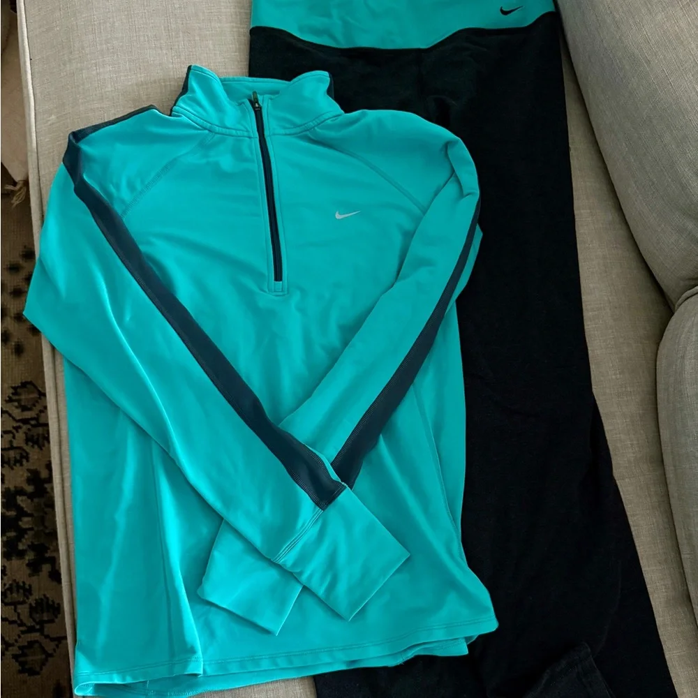 NIKE Running Dri-Fit Long Sleeve Stretch Pullover Workout Top & Pants set, Large - Picture 1 of 7